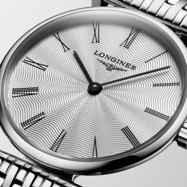 Montre La Grande Classique De Longines Cadran Argenté "flinqué" Bracelet Acier