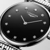 Montre La Grande Classique De Longines Cadran Noir laqué poli Bracelet Acier