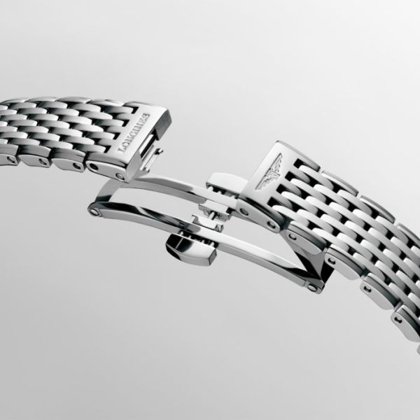 Montre La Grande Classique De Longines Cadran Noir laqué poli Bracelet Acier