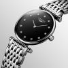 Montre La Grande Classique De Longines Cadran Noir laqué poli Bracelet Acier
