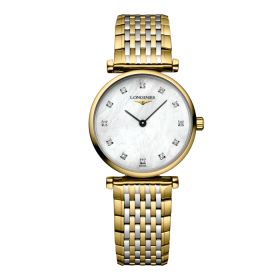 Montre La Grande Classique De Longines Cadran Nacre blanche Bracelet Acier et PVD jaune