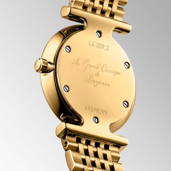 Montre La Grande Classique De Longines Cadran Blanc Bracelet PVD jaune