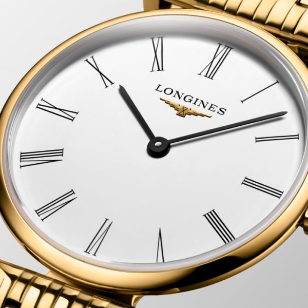 Montre La Grande Classique De Longines Cadran Blanc Bracelet PVD jaune