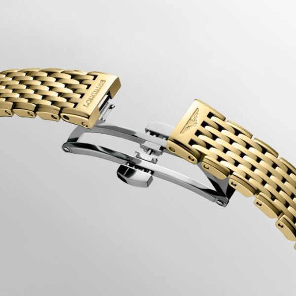 Montre La Grande Classique De Longines Cadran Blanc Bracelet PVD jaune