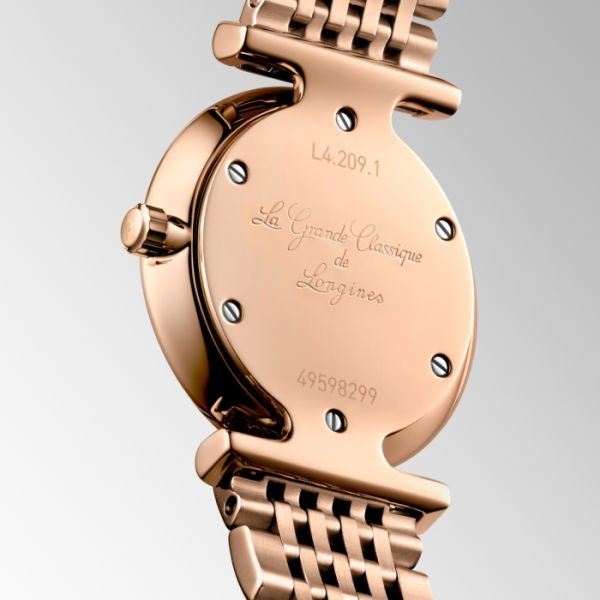 Montre La Grande Classique De Longines Cadran Nacre blanche Bracelet Revêtement PVD rouge