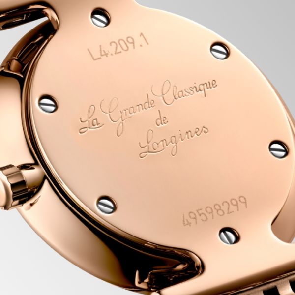 Montre La Grande Classique De Longines Cadran Nacre blanche Bracelet Revêtement PVD rouge
