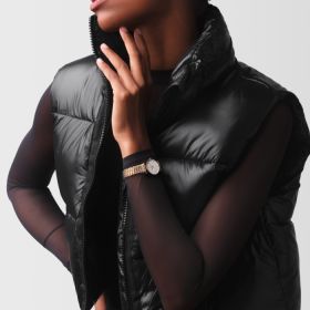 Montre La Grande Classique De Longines Cadran Blanc Bracelet Acier PVD rouge