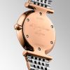Montre La Grande Classique De Longines Cadran Blanc Bracelet Acier PVD rouge