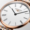 Montre La Grande Classique De Longines Cadran Blanc Bracelet Acier PVD rouge