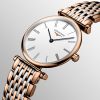 Montre La Grande Classique De Longines Cadran Blanc Bracelet Acier PVD rouge