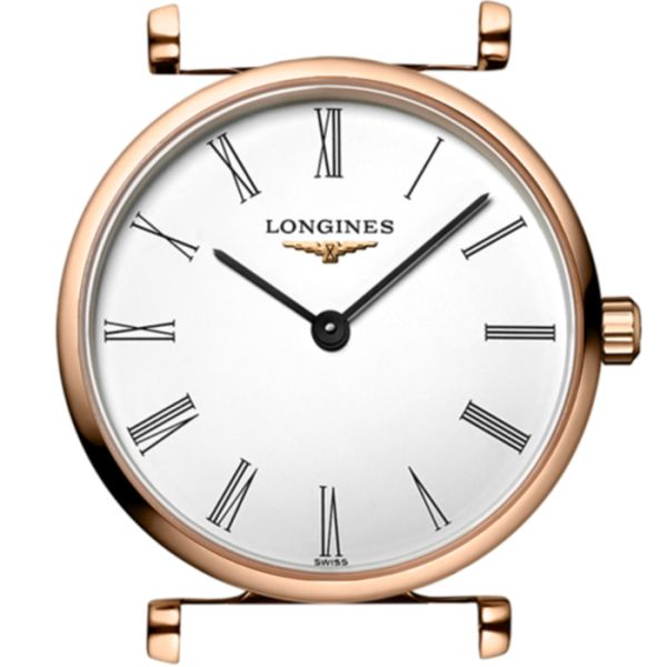 Montre La Grande Classique De Longines Cadran Blanc Bracelet Acier PVD rouge