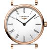 Montre La Grande Classique De Longines Cadran Blanc Bracelet Acier PVD rouge