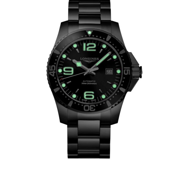 Montre Hydroconquest Cadran Noir soleillé Bracelet Acier
