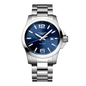 Montre Longines Conquest Cadran Bleu soleillé Bracelet Acier