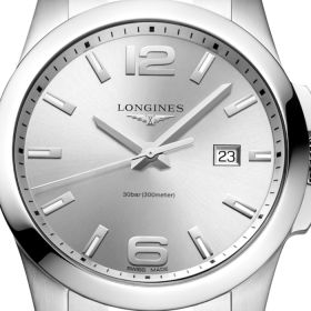 Montre Longines Conquest Cadran Argenté "soleil" Bracelet Acier