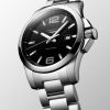 Montre Longines Conquest Cadran Noir soleillé Bracelet Acier