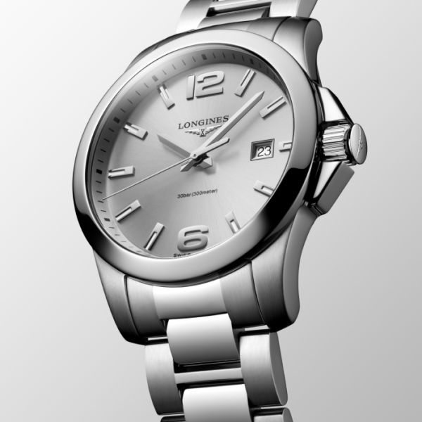 Montre Longines Conquest Cadran Argenté "soleil" Bracelet Acier