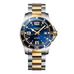 Montre Longines Hydroconquest Cadran Bleu soleillé Bracelet Acier et PVD jaune
