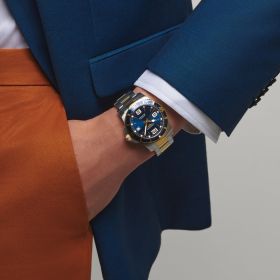 Montre Longines Hydroconquest Cadran Bleu soleillé Bracelet Acier et PVD jaune