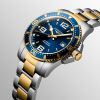 Montre Longines Hydroconquest Cadran Bleu soleillé Bracelet Acier et PVD jaune