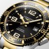 Montre Longines Hydroconquest Cadran Noir soleillé Bracelet Acier et PVD jaune