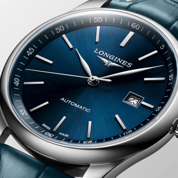 Montre Longines Master Collection Cadran Bleu soleillé Bracelet Alligator