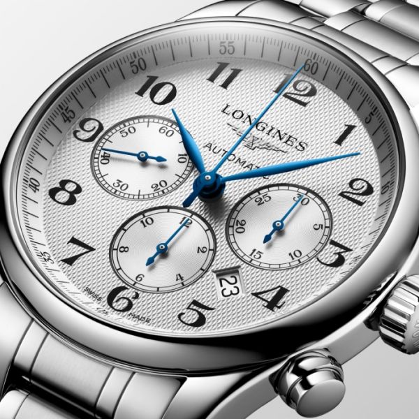 Montre Longines Master Collection Chronograph Cadran Argenté "grain d'orge" Bracelet Acier
