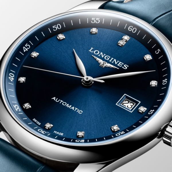 Montre Longines Master Collection Cadran Bleu soleillé Bracelet Alligator