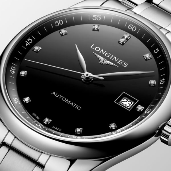 Montre Longines Master Collection Cadran Noir laqué poli Bracelet Acier