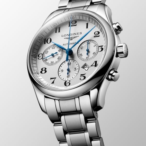 Montre Longines Master Collection Chronograph Cadran Argenté "grain d'orge" Bracelet Acier
