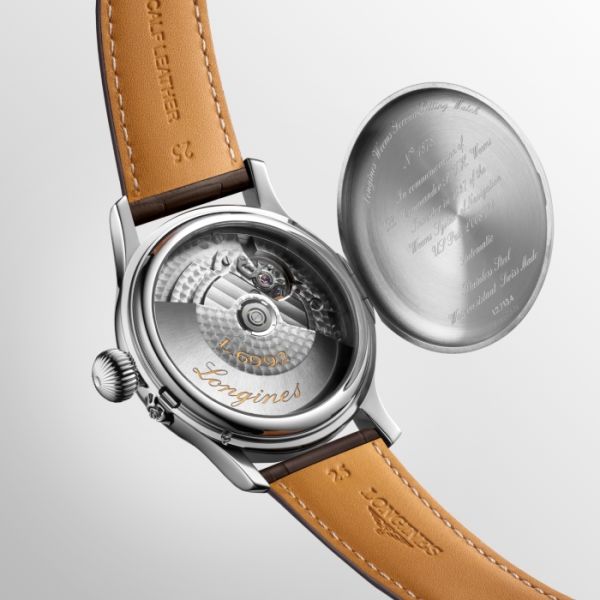 Montre Longines Weems Second-Setting Watch Cadran Blanc laqué poli Bracelet Alligator