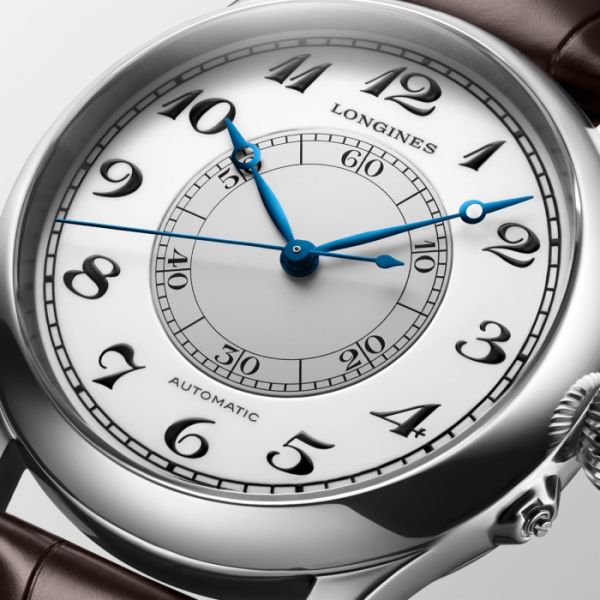Montre Longines Weems Second-Setting Watch Cadran Blanc laqué poli Bracelet Alligator