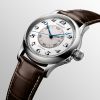 Montre Longines Weems Second-Setting Watch Cadran Blanc laqué poli Bracelet Alligator
