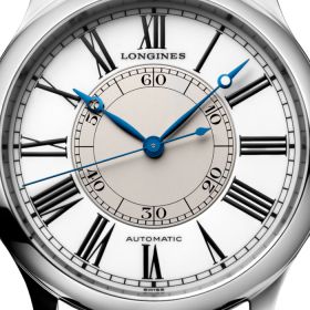 Montre Longines Weems Second-Setting Watch Cadran Blanc laqué poli Bracelet Alligator