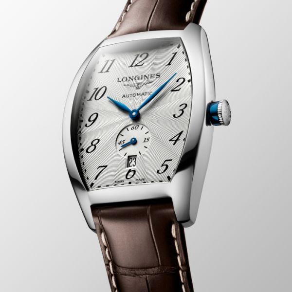 Montre Longines Evidenza Cadran Argenté "flinqué" Bracelet Alligator