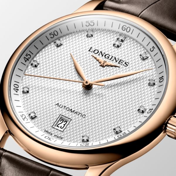Montre Longines Master Collection Cadran Argenté "grain d'orge" Bracelet Alligator