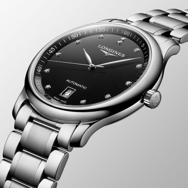 Montre Longines Master Collection Cadran Noir laqué poli Bracelet Acier