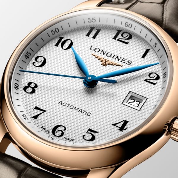 Montre Longines Master Collection Cadran Argenté "grain d'orge" Bracelet Alligator