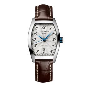 Montre Longines Evidenza Cadran Argenté "flinqué" Bracelet Alligator