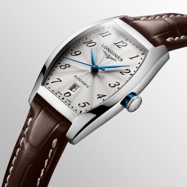 Montre Longines Evidenza Cadran Argenté "flinqué" Bracelet Alligator