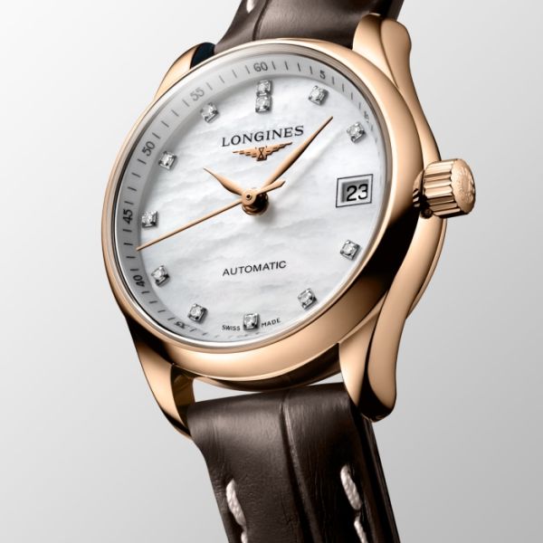 Montre Longines Master Collection Cadran Nacre blanche Bracelet Alligator