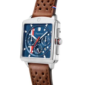 Montre Depancel Série-R01 Blue Calendrier Automatique Bracelet Racing Marron