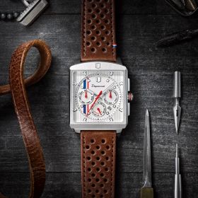 Montre Depancel Série-R01 Ivory Calendrier Automatique Bracelet Racing Marron