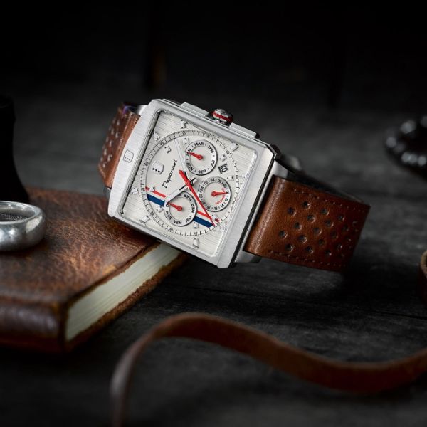 Montre Depancel Série-R01 Ivory Calendrier Automatique Bracelet Racing Marron