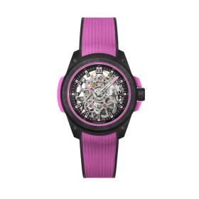 Montre Norqain Wild One Skeleton 39mm Hyper Pink Bracelet Caoutchouc