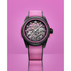 Montre Norqain Wild One Skeleton 39mm Hyper Pink Bracelet Caoutchouc