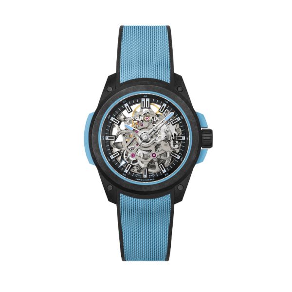 Montre Norqain Wild One Skeleton 39mm Sky Blue Bracelet Caoutchouc