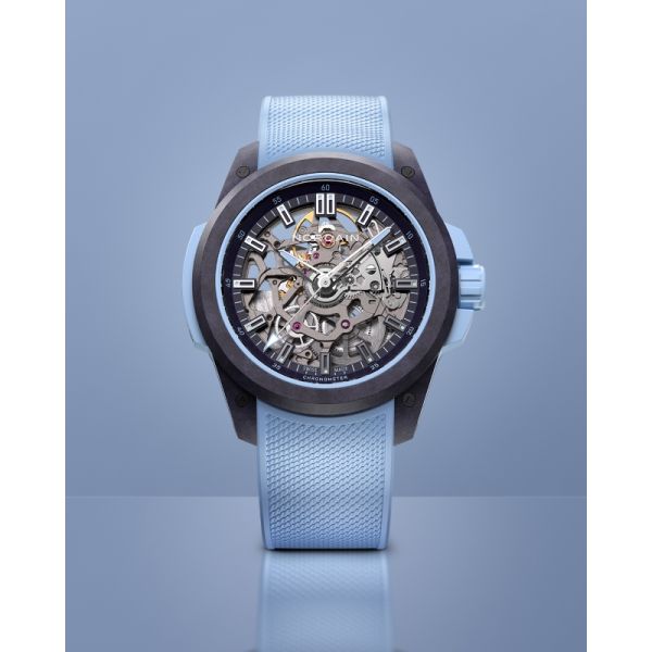 Montre Norqain Wild One Skeleton 39mm Purple Ice Blue Bracelet Caoutchouc