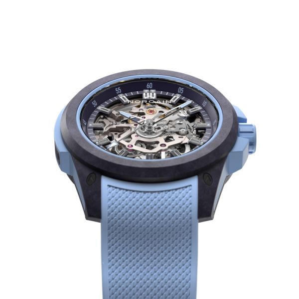 Montre Norqain Wild One Skeleton 39mm Purple Ice Blue Bracelet Caoutchouc