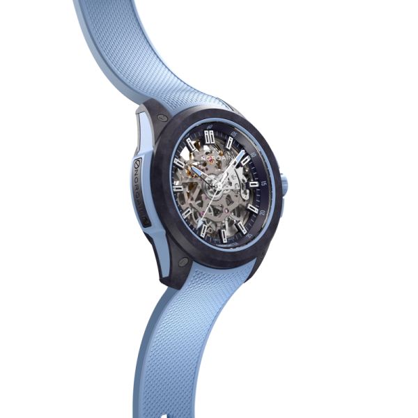 Montre Norqain Wild One Skeleton 39mm Purple Ice Blue Bracelet Caoutchouc